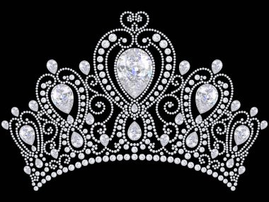 3D illustration diamond crown tiara  clipart