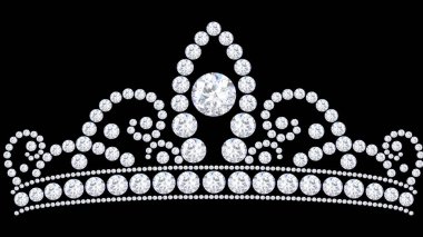 3D illustration diamond crown tiara with glittering precious sto clipart
