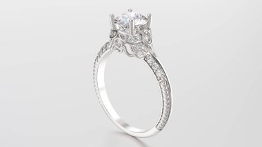 3D çizim altın gümüş yüzük elmas ile 