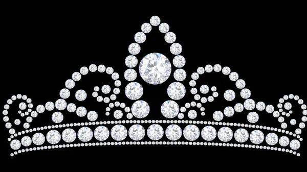 3D illustration diamond crown tiara with glittering precious sto — Stock Photo, Image