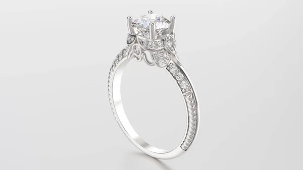 3D illustration guld silver ring med diamanter — Stockfoto