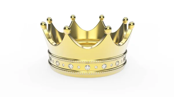 Ilustración 3D corona de oro tiara con diamantes — Foto de Stock