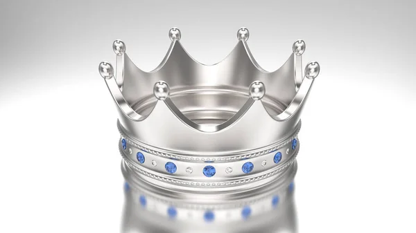 Ilustración 3D corona de plata de oro tiara con diamantes —  Fotos de Stock