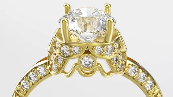 Ampliar imagen 3D anillo macro oro con diamantes —  Fotos de Stock