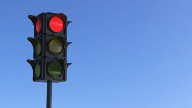 3D illüstrasyon kırmızı trafik ışığı 