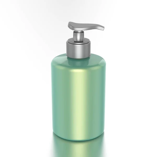 Illustrazione 3D bottiglia verde con sapone liquido — Foto Stock