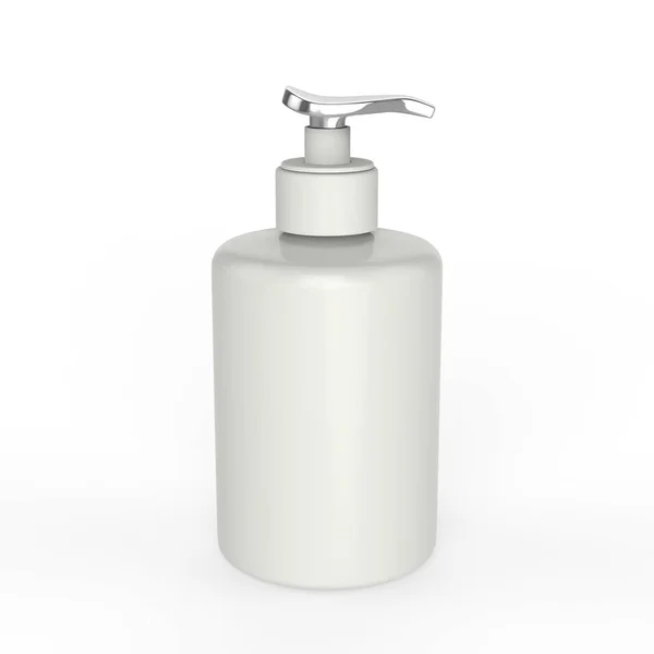 Illustrazione 3D bottiglia di ceramica bianca con sapone liquido — Foto Stock