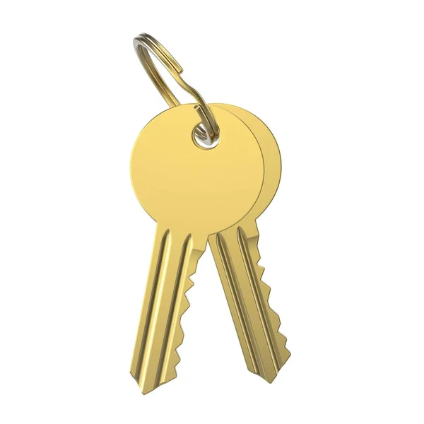 3D illustratie gouden sleutel met sleutelhanger — Stockfoto