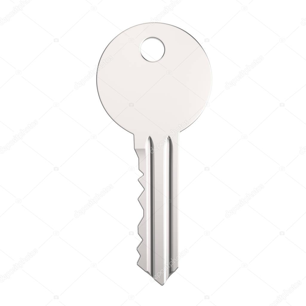 3D illustration gold silver key with keychain 