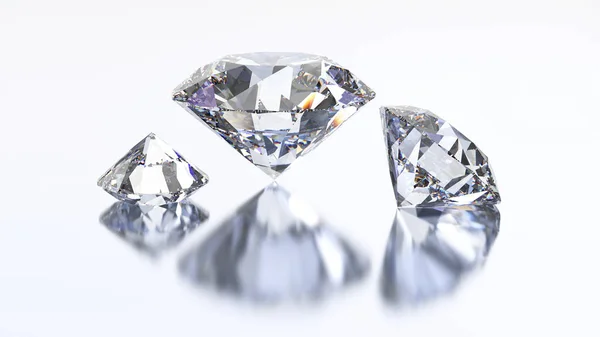 3D Abbildung drei Diamanten Stein — Stockfoto