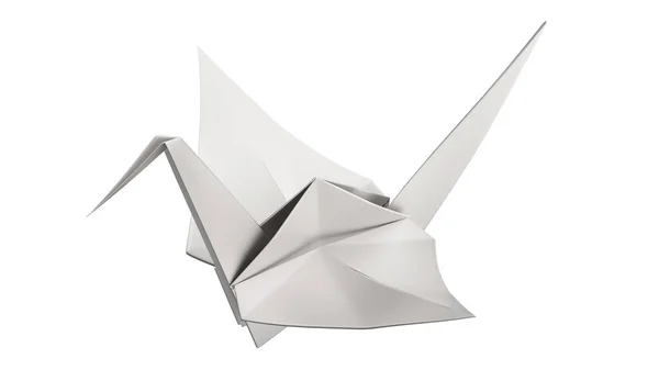 3D illustration silver origami fågel — Stockfoto