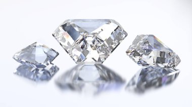 3D resimde üç buzağı elmas taş 