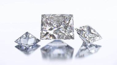 3D resimde üç princes taş elmas 