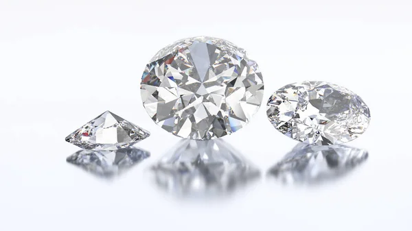 Ilustración 3D tres piedras de diamante ovaladas —  Fotos de Stock