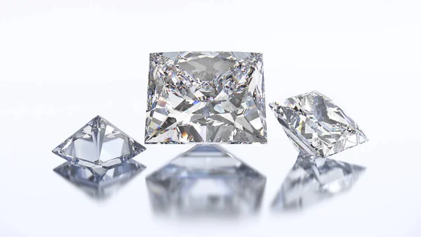 3D απεικόνιση τριών princes διαμάντι πέτρα — Φωτογραφία Αρχείου