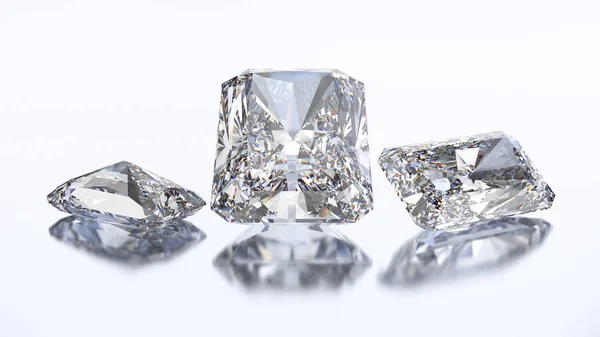3D illustration tre strålande diamant sten — Stockfoto