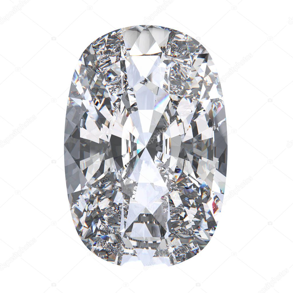 3D illustration cushion diamond stone 