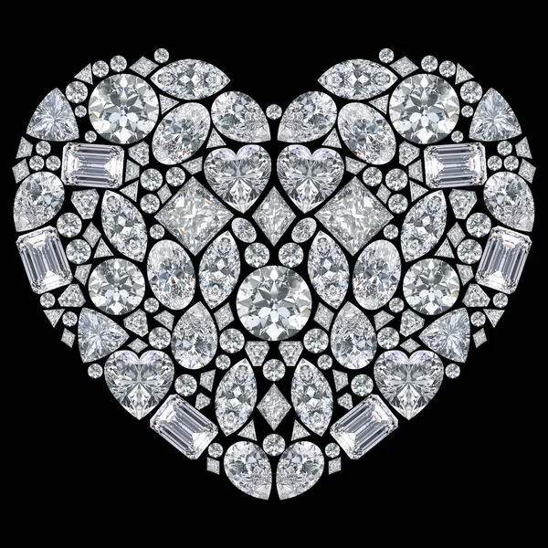 3D illustration isolated diamonds heart — Stock Photo, Image