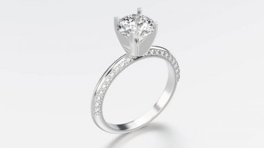 3D çizim gümüş Elmas Yüzükler 