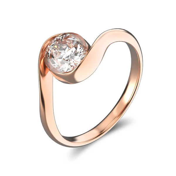 3D obrázek růže obejít zlatý prsten s diamantem — Stock fotografie