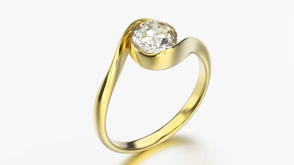 Ilustración 3D anillo de oro bypass con diamante — Foto de Stock