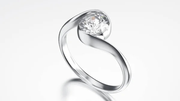 3D-s illusztráció ezüst gyűrű bypass-gyémánt — Stock Fotó