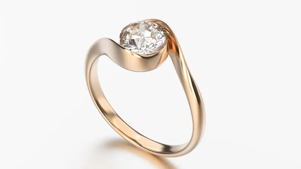 3d Illustration Roségold Ring Bypass mit Diamant — Stockfoto