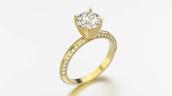 Ilustración 3D anillo de oro con diamantes — Foto de Stock