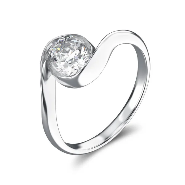 3D απεικόνιση ασημένιο δαχτυλίδι παράκαμψης με διαμάντι — Φωτογραφία Αρχείου