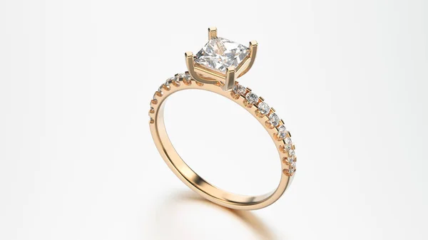 Ilustracja 3D Róża pierścionek złoty z diamentem — Zdjęcie stockowe
