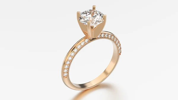 3d 그림 장미 다이아몬드와 금 반지 — 스톡 사진