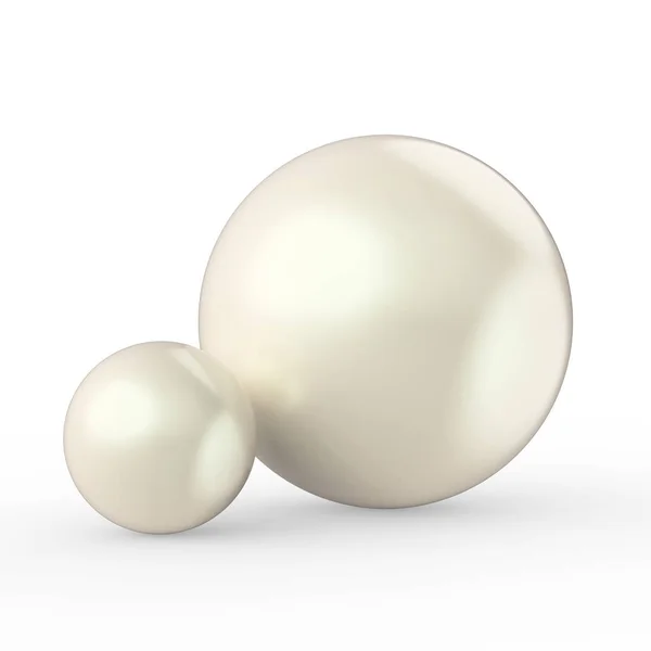 Illustration 3D deux perles blanches sur fond blanc — Photo