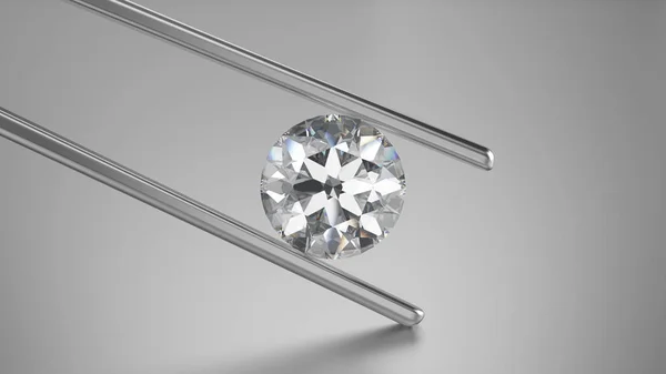 3D illustrazione primo piano diamante in pinzette — Foto Stock