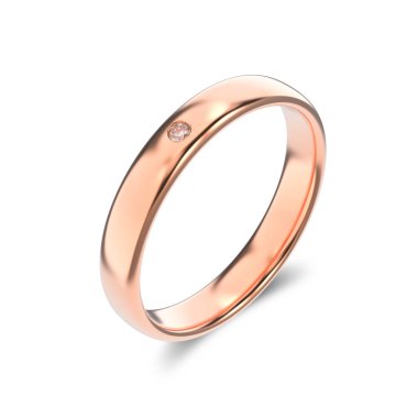 bir elmas o gül altın yüzükle klasik 3D illüstrasyon izole