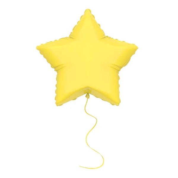3D illustration isolated yellow air balloon star on a white back — Stock Photo, Image