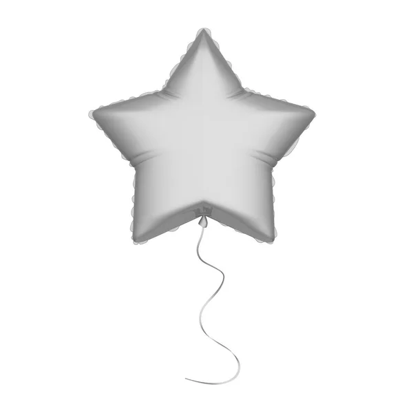 3D ілюстрація ізольована срібна повітряна куля зірка на білому фоні — стокове фото