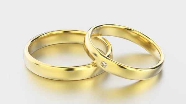 3D illustratie klassieke geelgoud ringen met diamant op een whit — Stockfoto