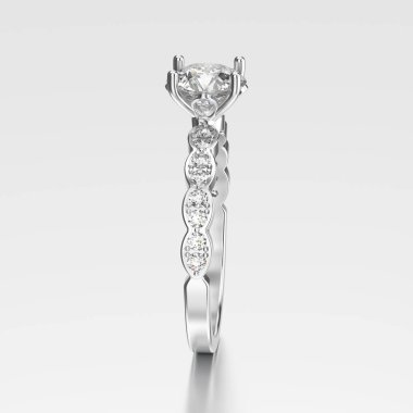 3D çizim Gümüş Yüzükler yansıması ile elmas ile