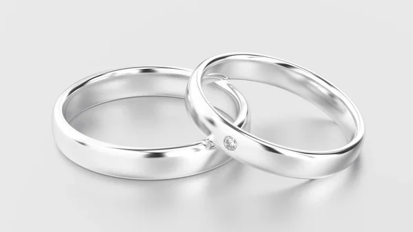 3D obrázek klasické bílé zlato nebo stříbro prsteny s diamantem — Stock fotografie