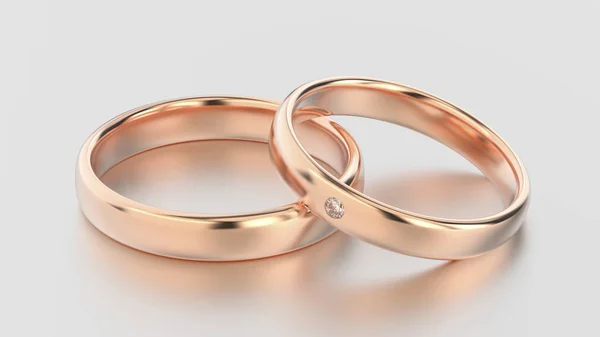 3D απεικόνιση κλασικό ροζ χρυσά δαχτυλίδια με διαμάντια — Φωτογραφία Αρχείου