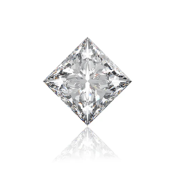 Ilustração 3D closeup príncipes losango diamante em uma parte traseira branca — Fotografia de Stock