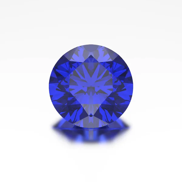 Ilustração 3D closeup diamante de safira com reflexão — Fotografia de Stock