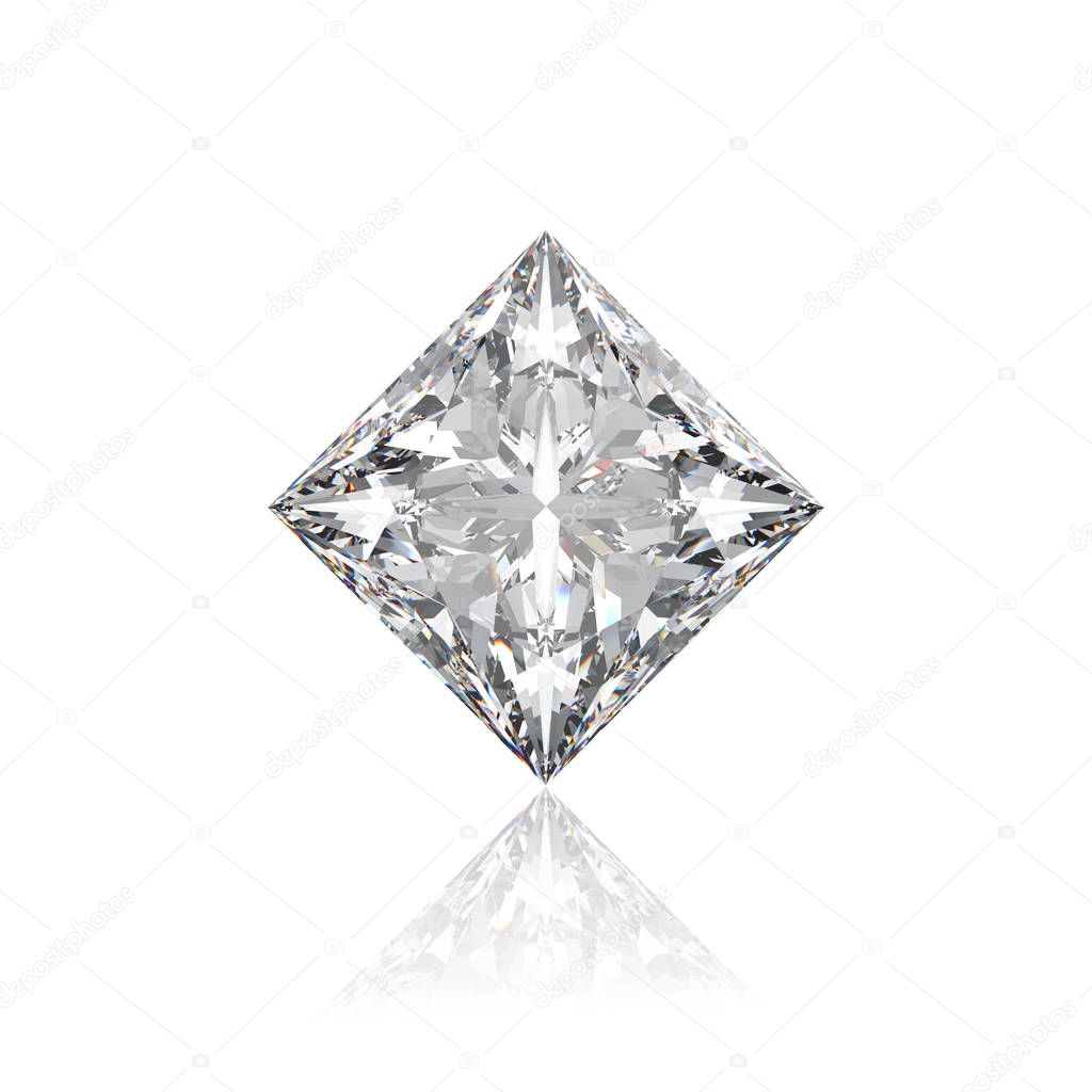 3D illustration closeup princes  rhombus diamond on a white back