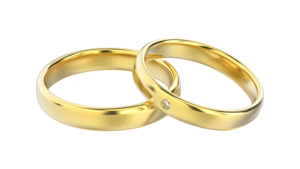 3D illustratie klassieke geelgoud ringen met diamant — Stockfoto