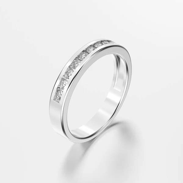 3D afbeelding witgoud of zilveren ring met diamanten met ref — Stockfoto