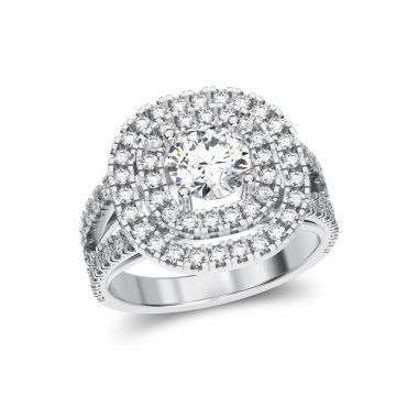 3D illüstrasyon izole beyaz altın veya gümüş elmas yüzükle