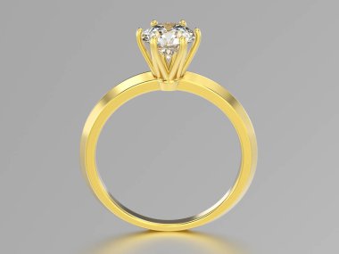 3D illüstrasyon izole Sarı Altın Pırlantalı yüzük ürün kodu ile