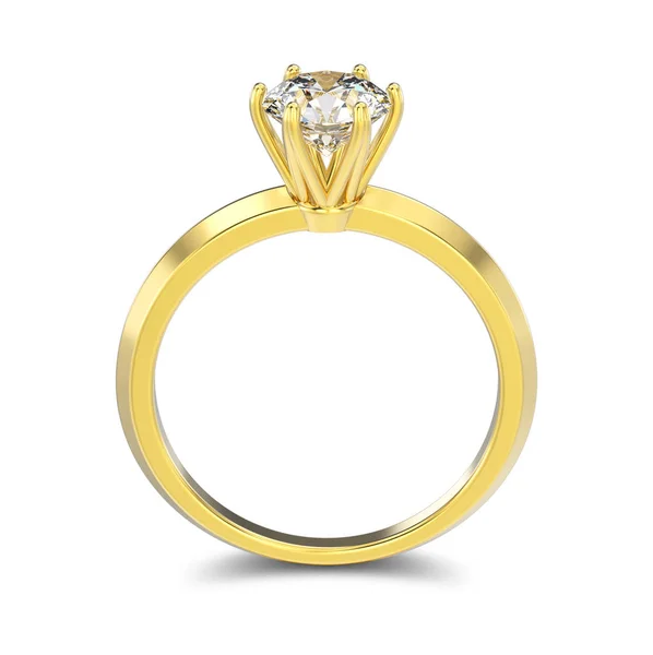 Illustration 3D bague classique isolée en or jaune avec diamants — Photo