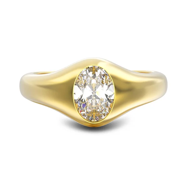 3D иллюстрация изолированные желтое золотое кольцо с бриллиантами с ша — стоковое фото