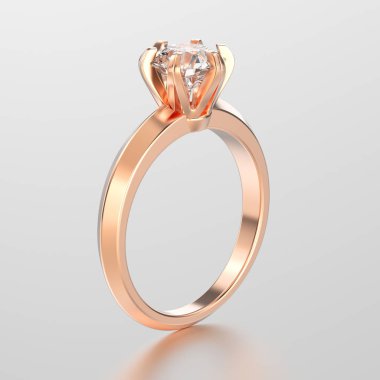 3D illüstrasyon kırmızı altın geleneksel solitaire nişan pec o